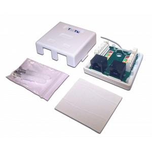 Wall mounting outlet with one or two RJ-45 category 5е UTP socket, white